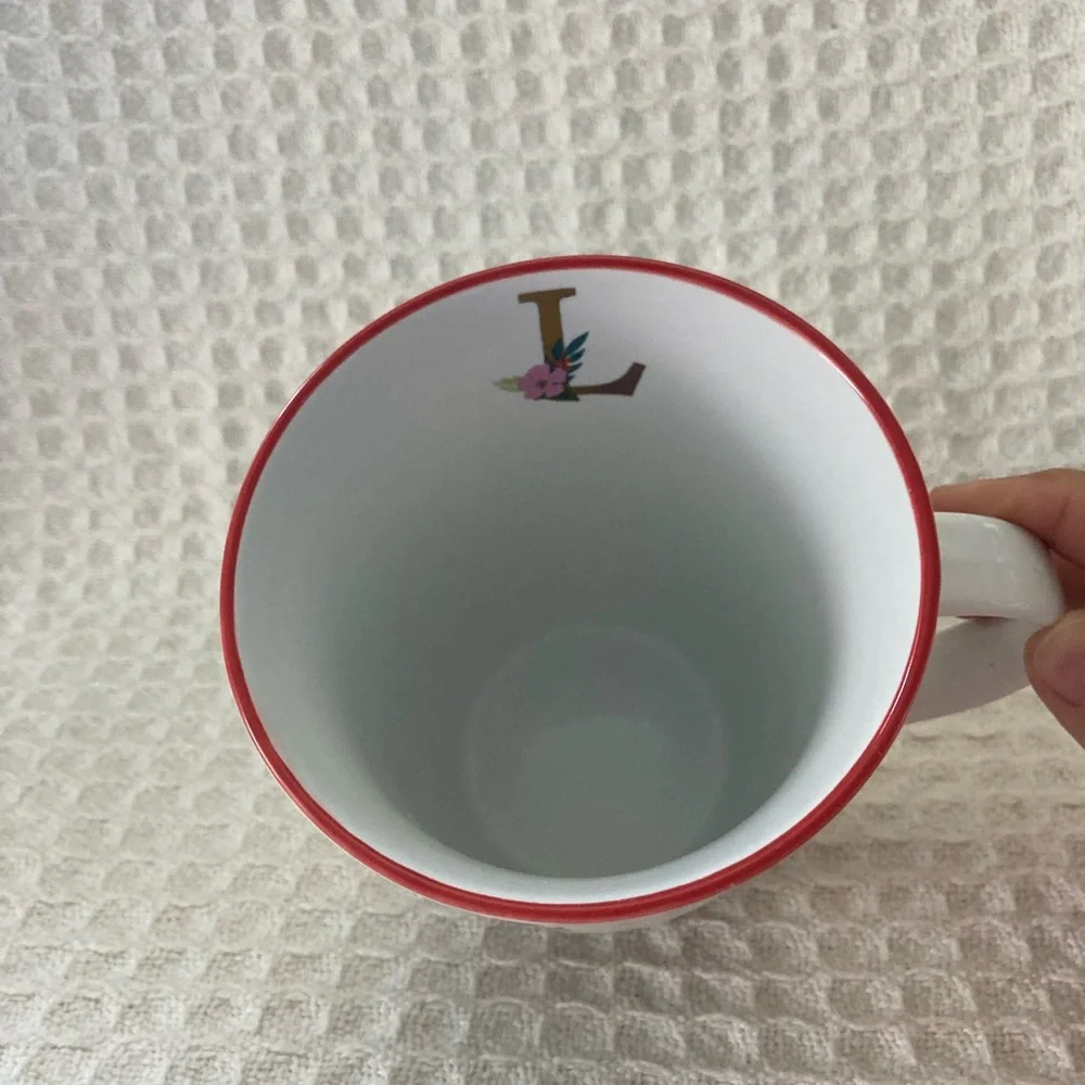Pier 1 Stoneware Savanah Floral Initial Mug